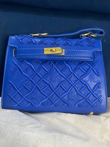 Blue Embossed Clutch Bag