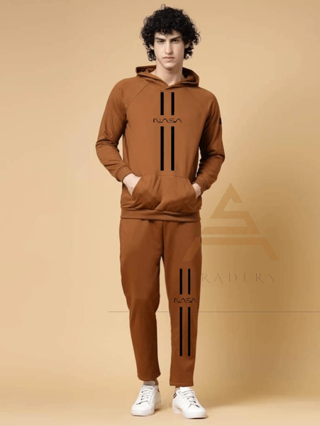 2 Pcs Man's Fleece Printed Track Suit