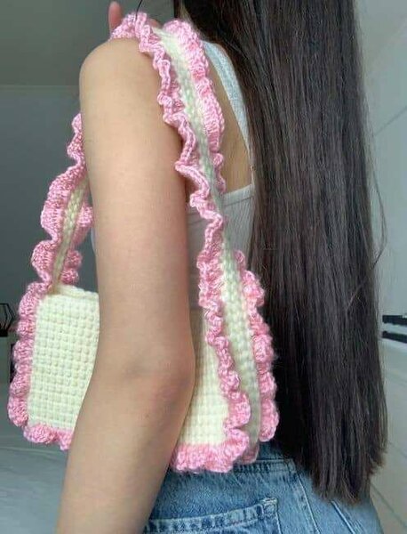 Sac à main crochet rose pastel
