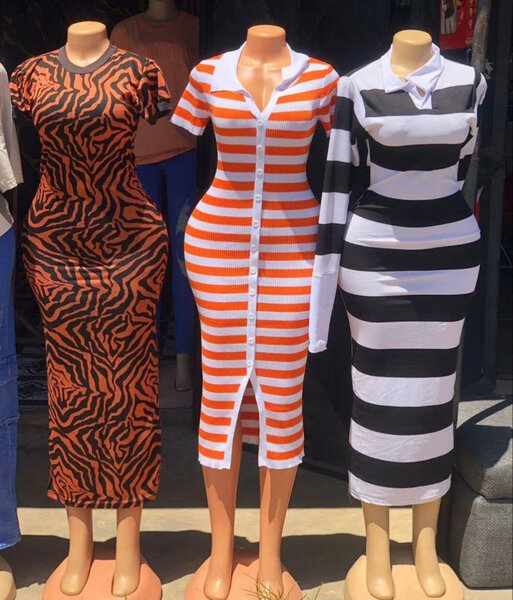 Robe Midi Rayée Femme