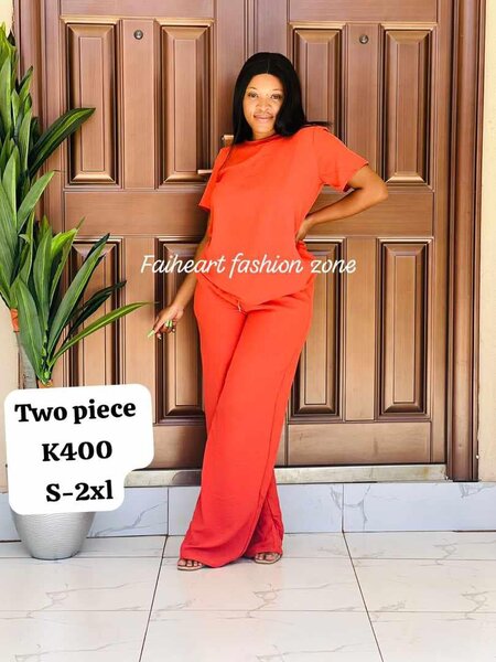 Women's set, orange short-sleeved T-shirt and pants