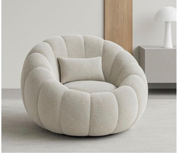Fauteuil rond moderne en tissu beige
