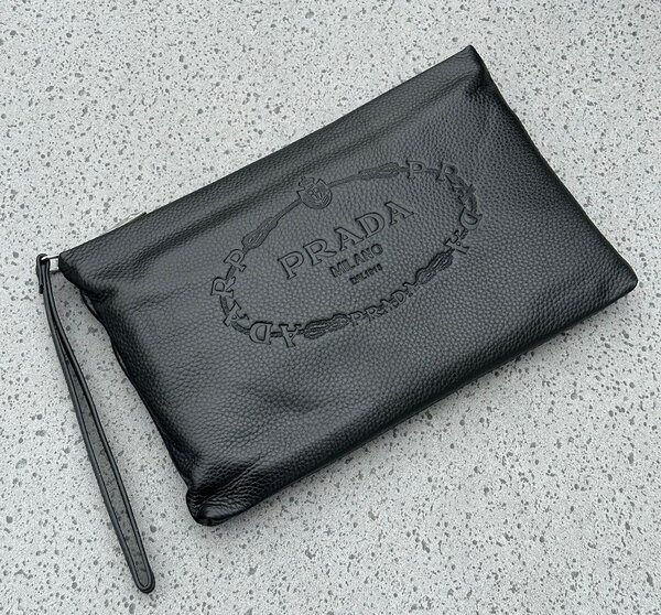 Casual Soft Leather Clutch With Wrist Strap