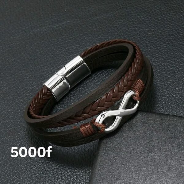 Bracelet en cuir tressé pour homme