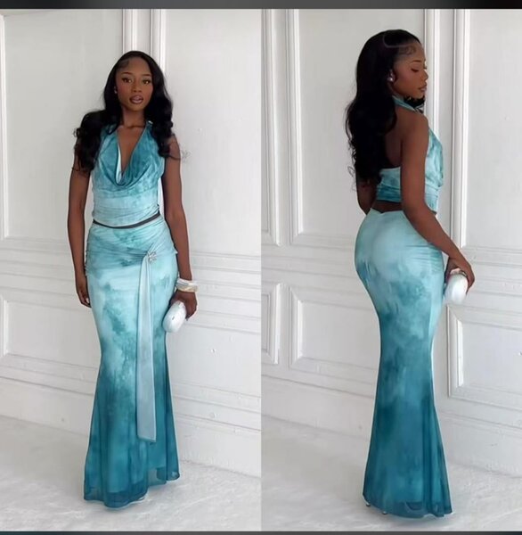 Robe longue élégante bleue