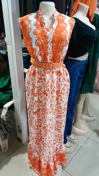 Robe longue fleurie orange