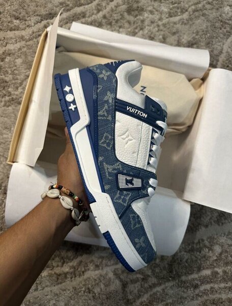 Sneakers de luxe bleu-blanc