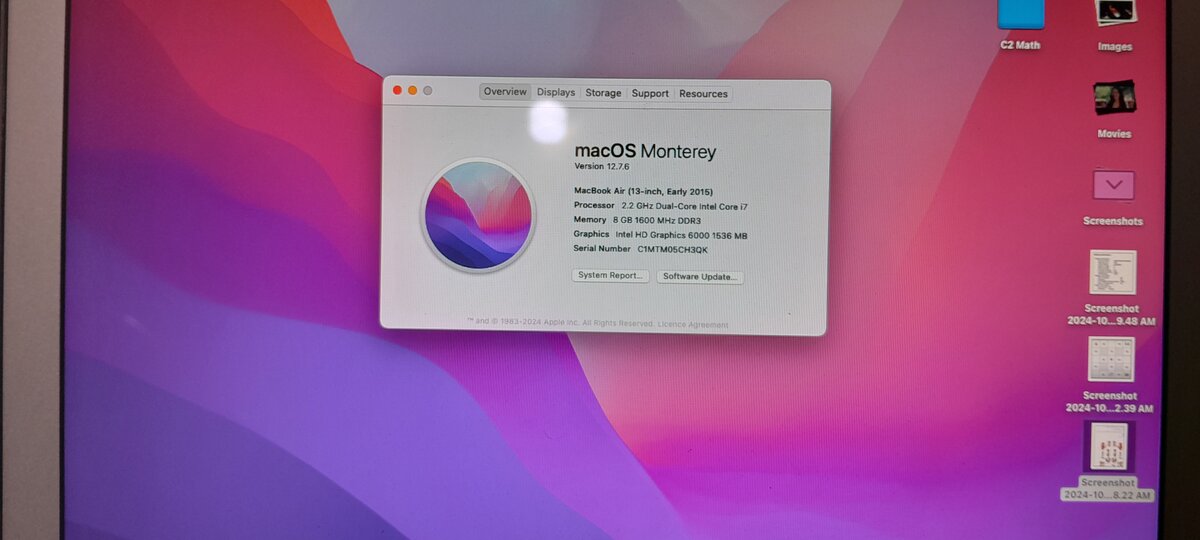 Macbook air 2015(i7 5th gen, 8gb and 256gb SSD)