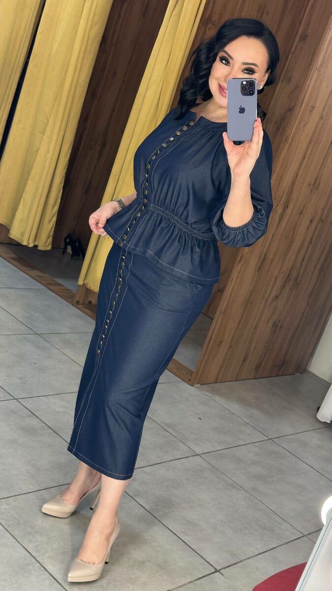 Джинсовая двойка пуговка