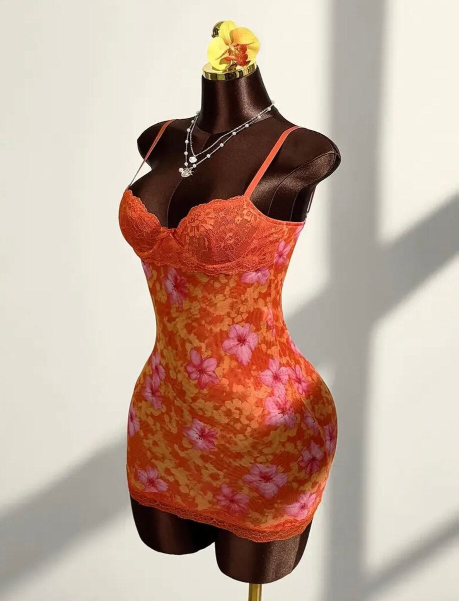 Robe dentelle imprimée floral