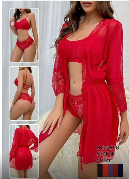 Ensemble Lingerie Dentelle Rouge
