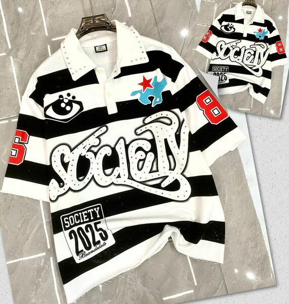 Polos rayés graphiques unisexes