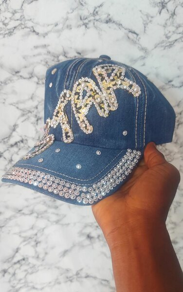 Casquette en denim strass