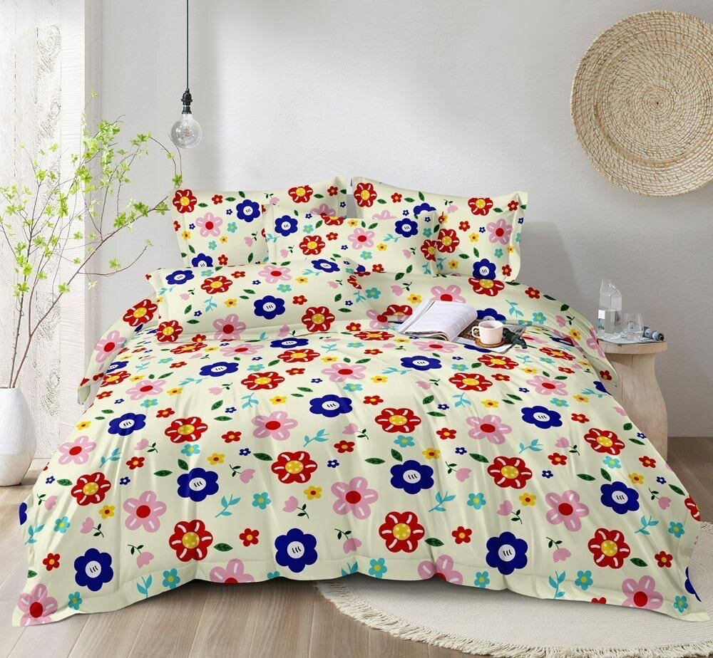 Parure de lit motifs floraux vibrants