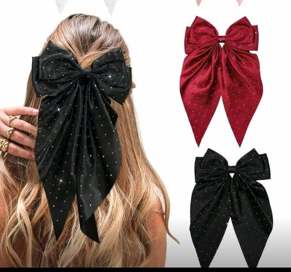 Grande barrette nœud noir chic