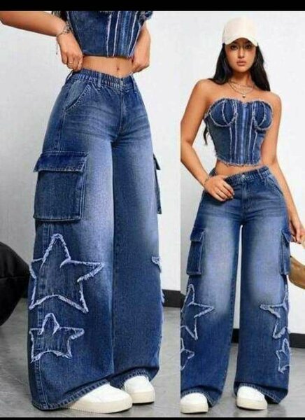 Jean large avec étoiles