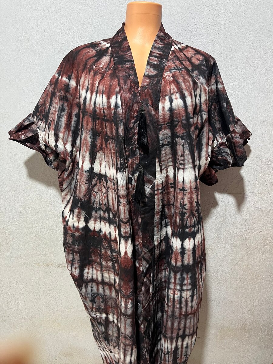 Kaftan bohème imprimé tie-dye