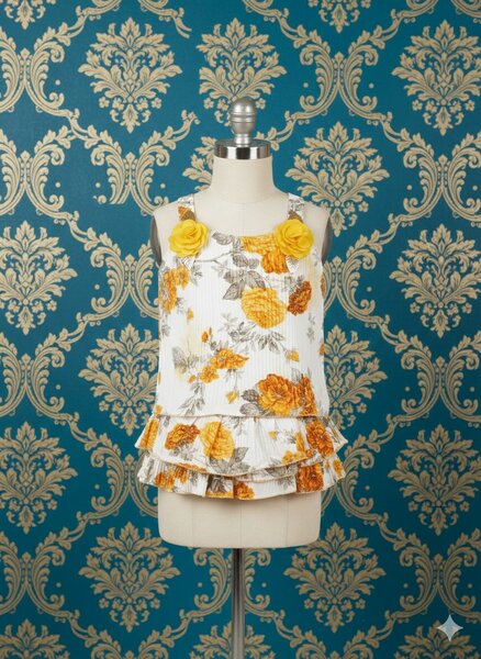 Top fleuri à volants