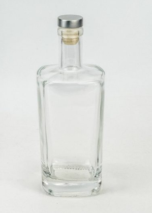  High End Square Crystal Clear Glass Bottle with Cork Lid
