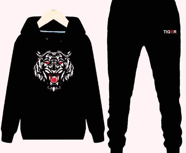 2pics mens stitched cotton jersey printed Track suit Tiger