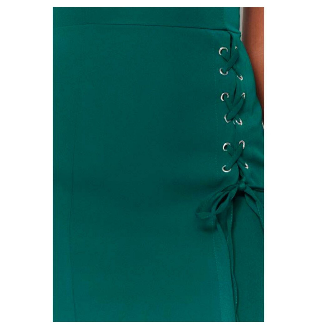 Emerald Green Lace-Up Midi Dress