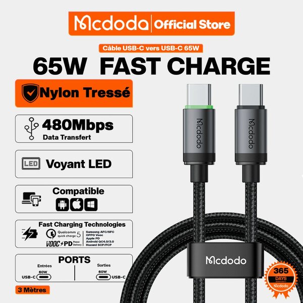 Câble USB-C vers C Mcdodo 3M