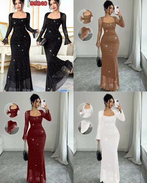 Robe longue élégante scintillante