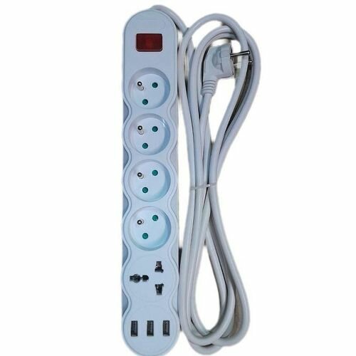 Multiprises Rallonges Parafoudre Filiaire 5 Prises Avec 3 Ports Usb