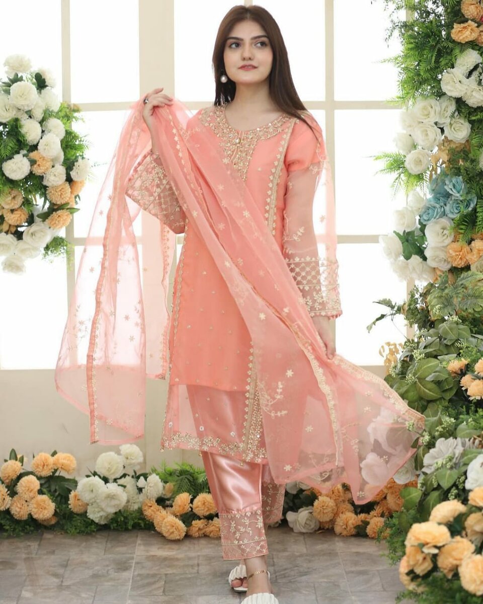 Peachy pink Tehzeeb 3pc