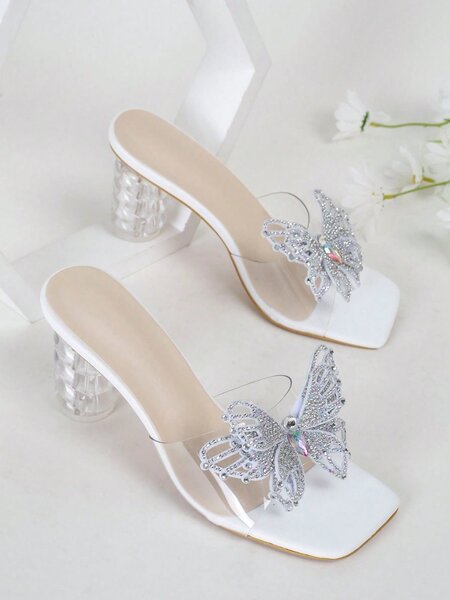 Fashionable high heel sandals for women with rhinestones