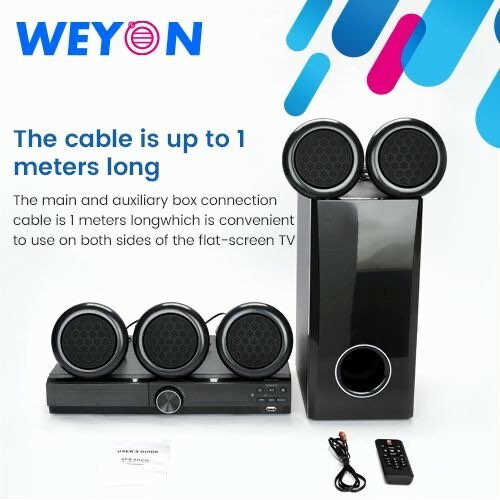 WEYON 5.1 Channel Bluetooth Speaker Home Theater - 300W - Bl