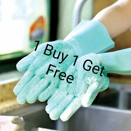 Multipurpose Silicone Dish Washing Gloves With Scrubber  lu