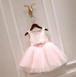 Baby Girl Pink Princess Dress Gowns For Evening Newborn Baby Wedding Birthday ( Fabric Net And Silk)