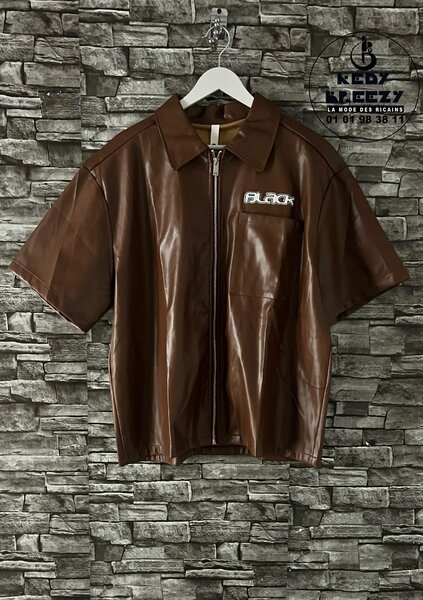 Chemise en simili-cuir marron