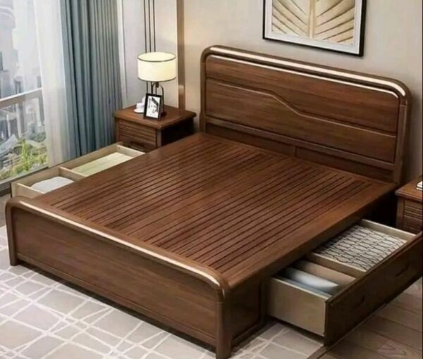 Lit en bois avec rangement intégré