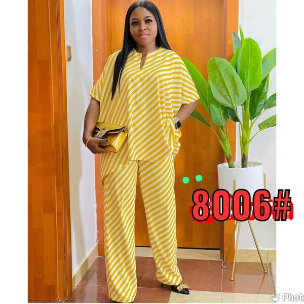 Complet haut + pantalon jaune/blanc