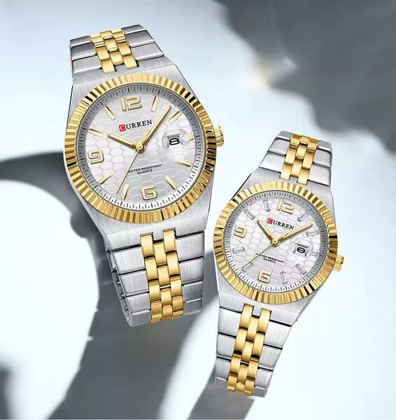 Montre couple CURREN en acier inoxydable