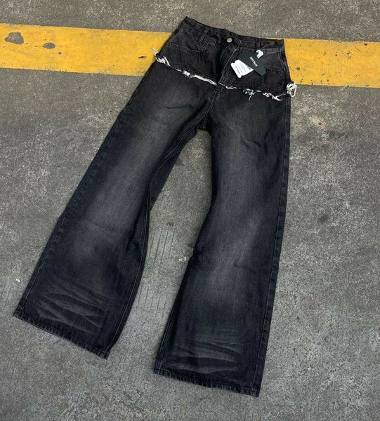 Jean large noir délavé