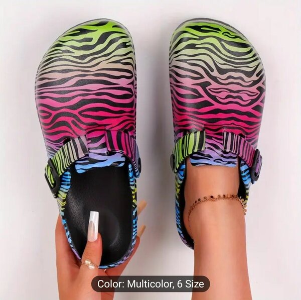 Women's Washed Print Garden Slippers