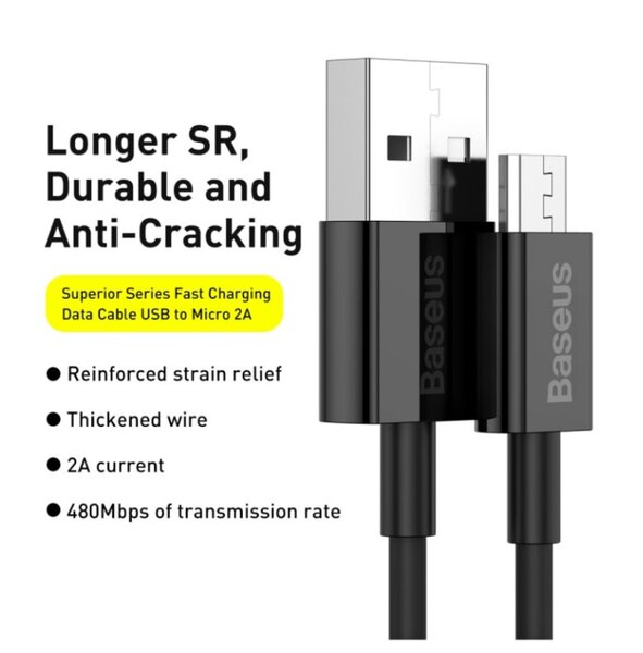 Câble Baseus Charge Rapide Baseus USB/Micro 1 M Noir (CAMYS-