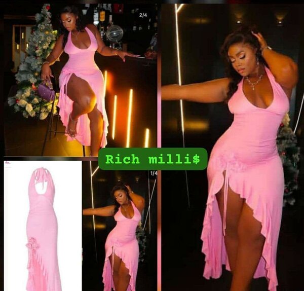 Robe Fendue Rose Glamour