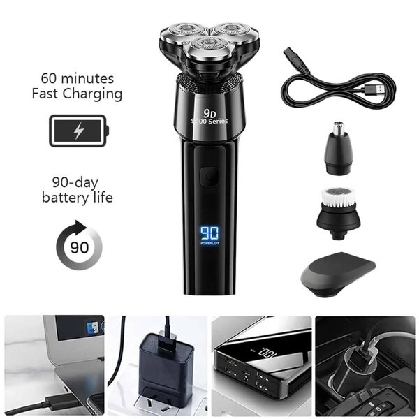 Rasoir électrique 9D multi-accessoires