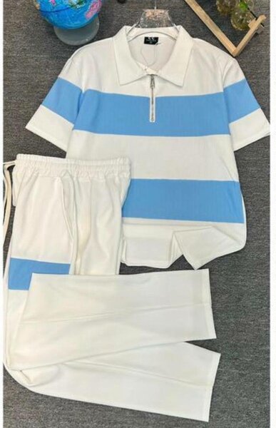 Ensemble décontracté rayé bleu