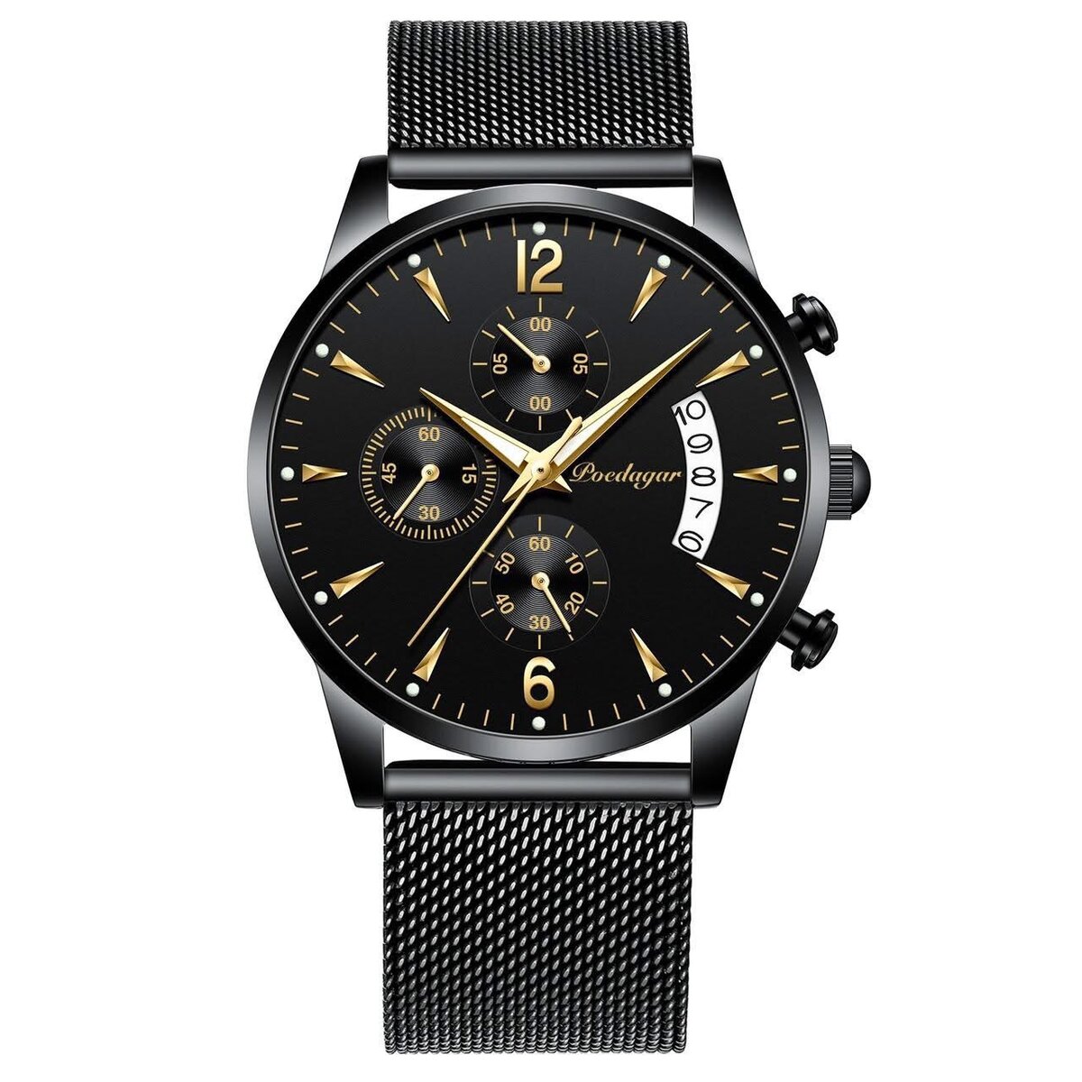 Montre Poedagar en Acier Noir