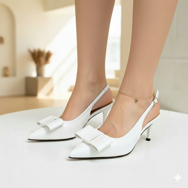 Chaussures à talons femme en cuir blanc