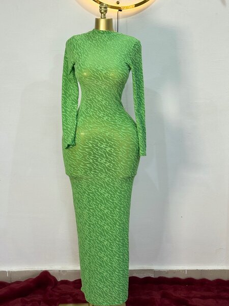 Robe longue ajustée verte