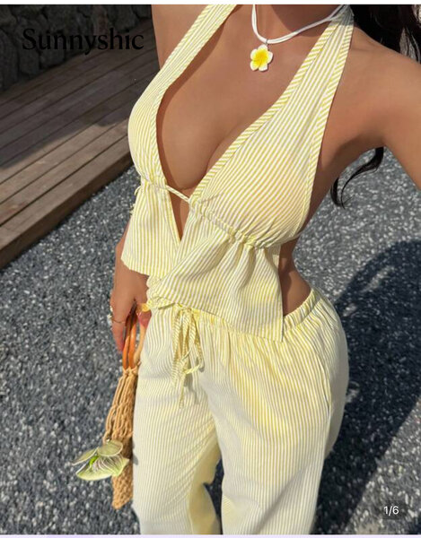 Ensemble d'été jaune femme