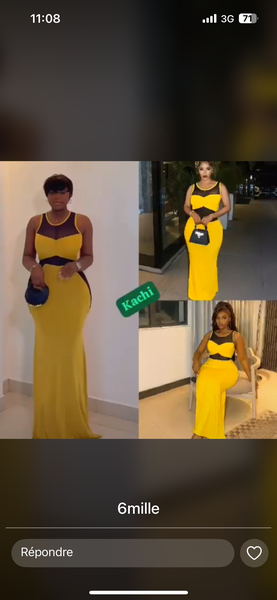 Robe longue élégante jaune