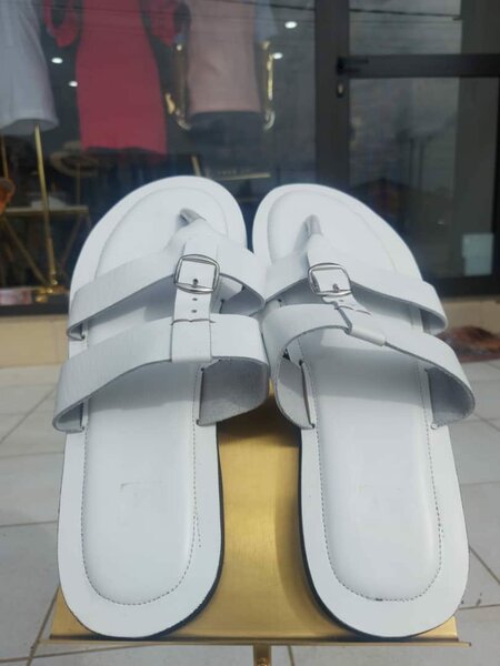 Sandales pour hommes, 100% cuir, couleur blanc