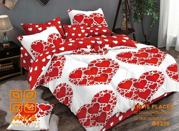 Couette cœurs rouges